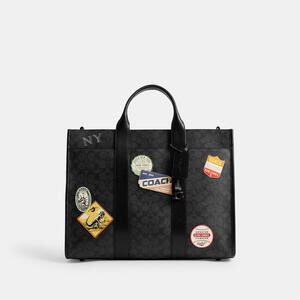 Coach Wesley Tote In Signature Canvas With Patches